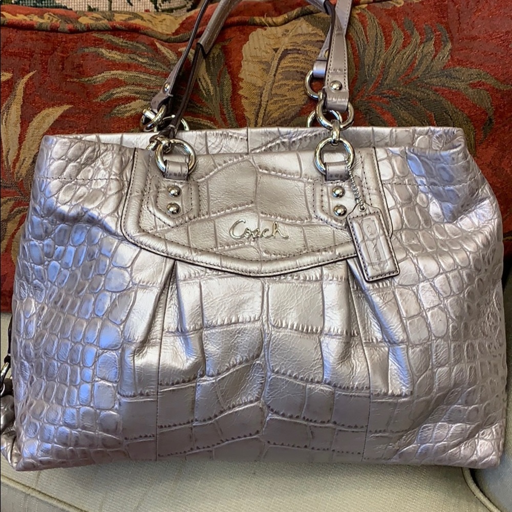 Coach Ashley Croc embossed leather satchel bag